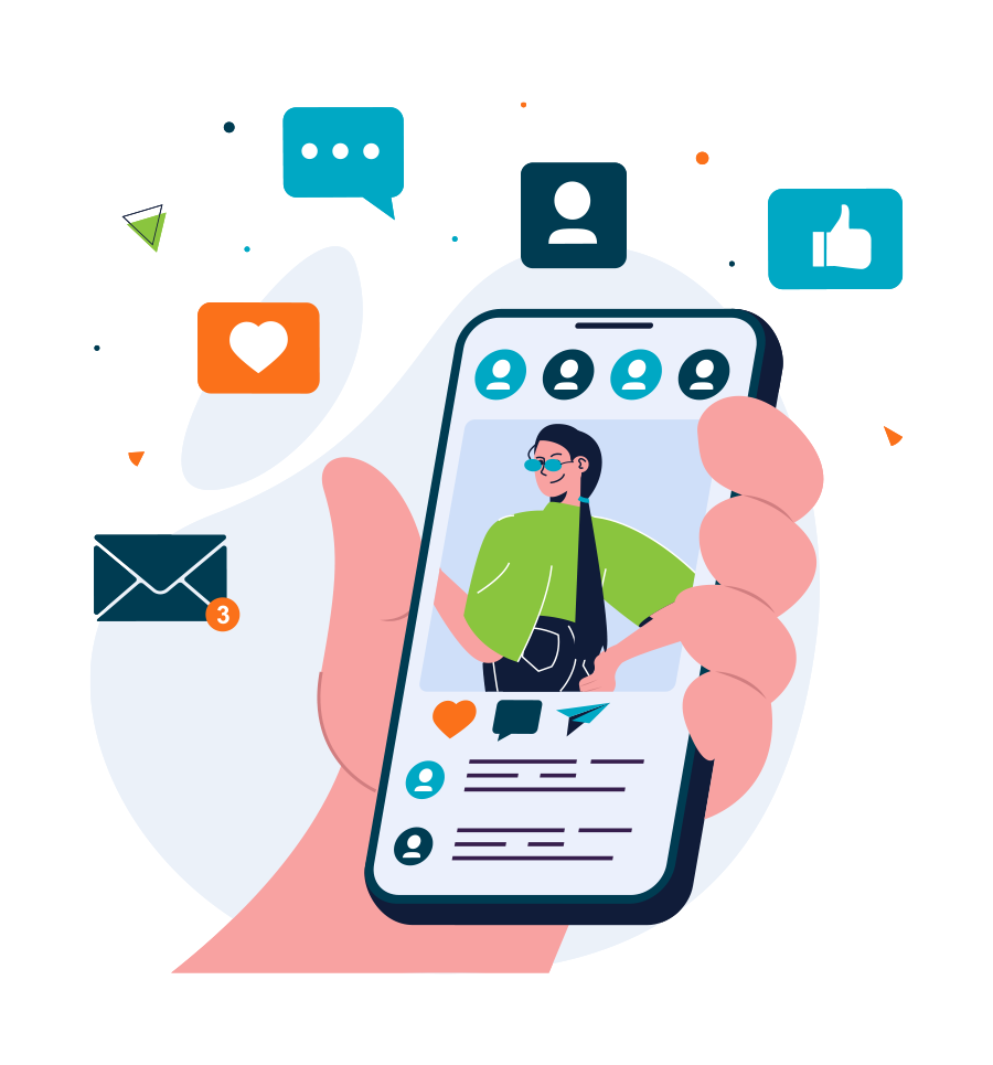 social posts on mobile phone